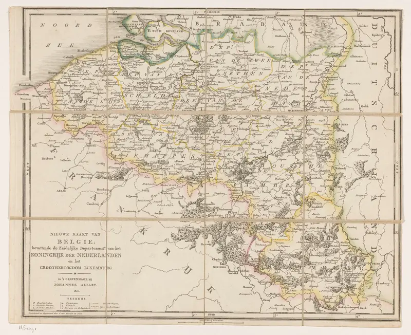 Nieuwe kaart van België; bevattende de Zuidelijke Department.n van het Koningrijk der Nederlanden en het Groothertogdom Luxemburg Wall Art by Unknown - High-Resolution Digital Print