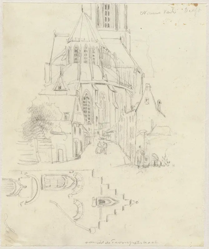 Nieuwe Kerk en een trapgevel te Delft Wall Art by Everhardus Koster - High-Resolution Digital Print