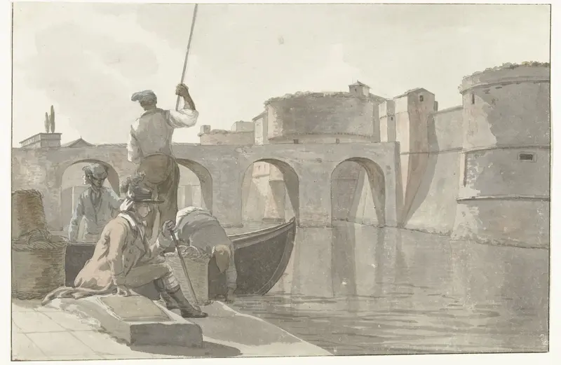 Nieuwe vestingsgracht van de vestingwerken in Tarente Wall Art by Louis Ducros - High-Resolution Digital Print
