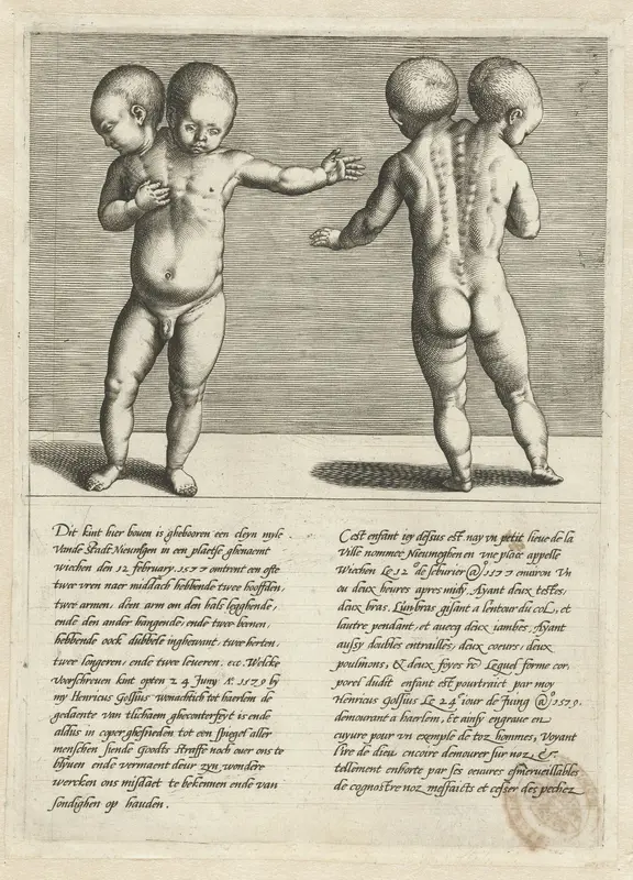 Nieuwsblad over een kind met twee hoofden Wall Art by Hendrick Goltzius - High-Resolution Digital Print