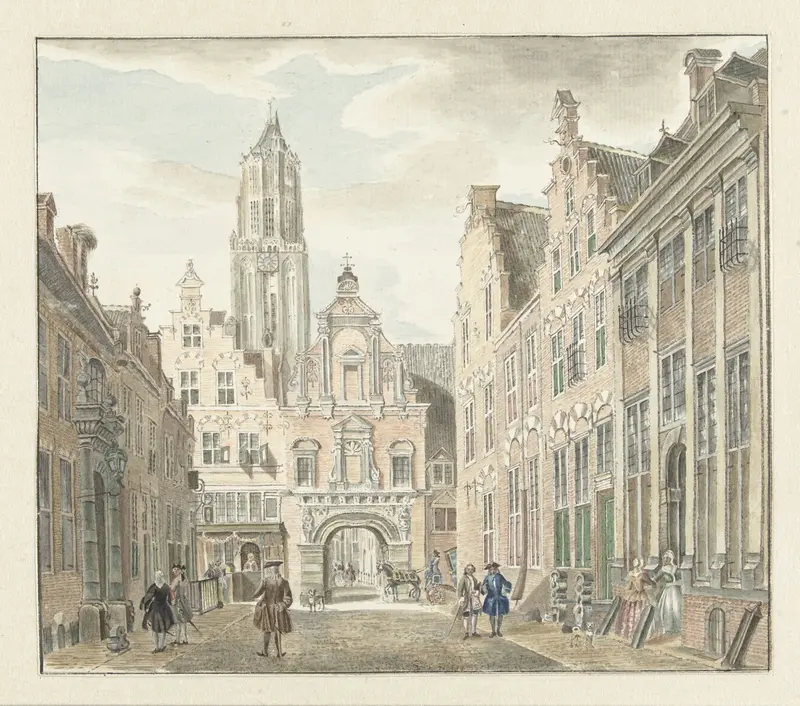 Nieuwstraat in Utrecht met gezicht op de Domtoren Wall Art by Johanna de Bruyn - High-Resolution Digital Print