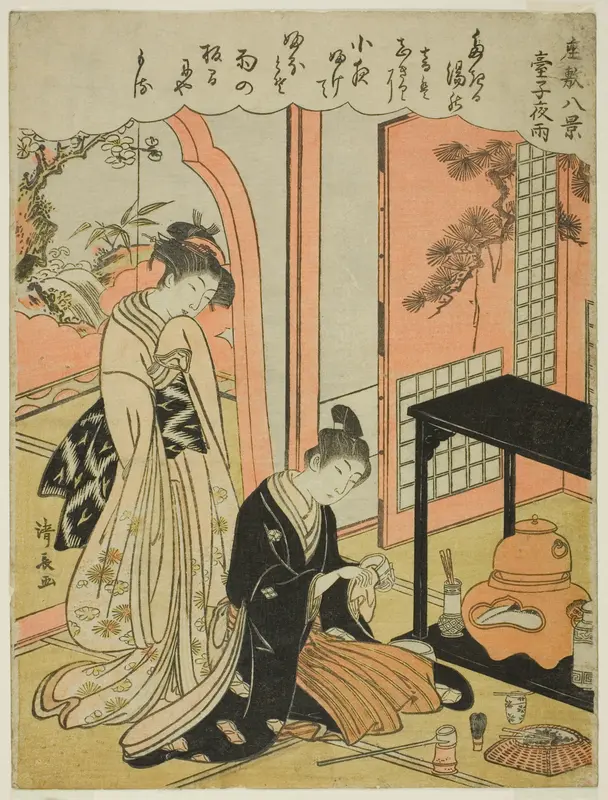 Night Rain of the Tea Stand, from the series "Eight Scenes of the Parlor (Zashiki hakkei)"