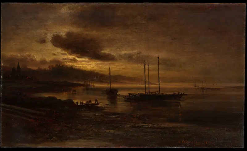 Night Scene on the Volga Wall Art by Alexei Kondratievich Savrasov - High-Resolution Digital Print
