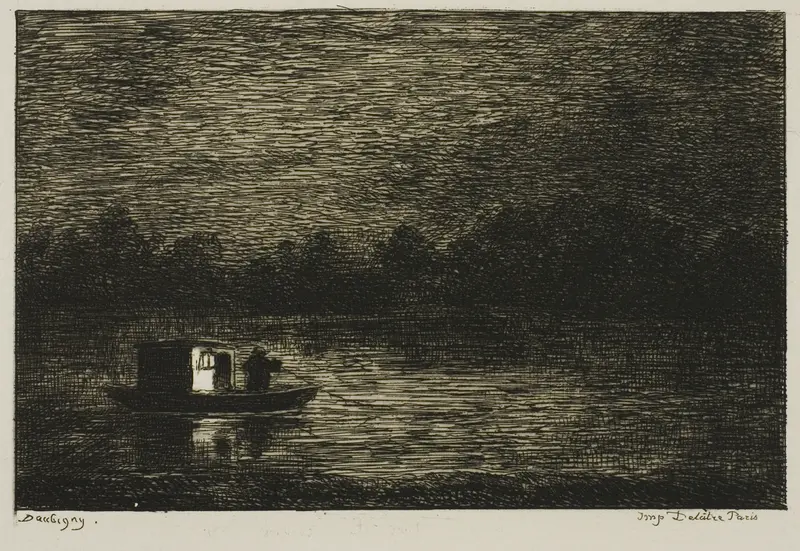 Night Voyage (The Fishing Net) Wall Art by Charles François Daubigny - High-Resolution Digital Print