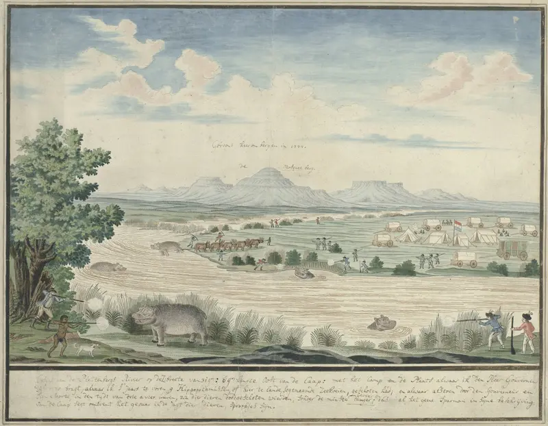Nijlpaardjacht aan de Seekoei Rivier Wall Art by Robert Jacob Gordon - High-Resolution Digital Print