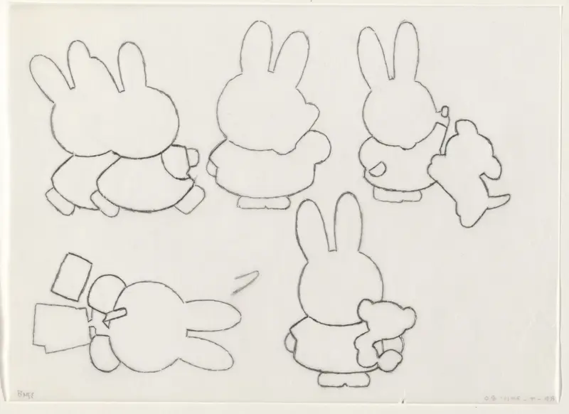 Nijntje in verschillende poses (schets) Wall Art by Dick Bruna - High-Resolution Digital Print