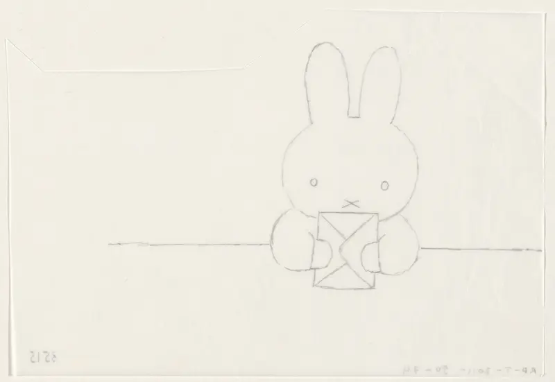Nijntje met enveloppe in haar handen II (schets) Wall Art by Dick Bruna - High-Resolution Digital Print