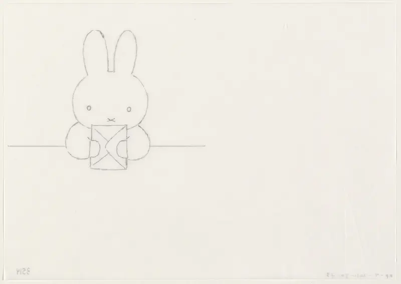 Nijntje met enveloppe in haar handen (schets) Wall Art by Dick Bruna - High-Resolution Digital Print