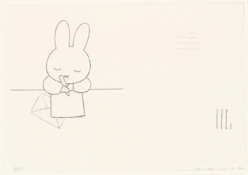 Nijntje schrijvend Wall Art by Dick Bruna - High-Resolution Digital Print