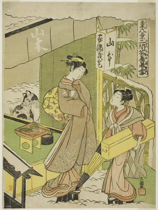 Nikenjaya no Bosetsu, from the series "Azuma Hakkei" Wall Art by Ippitsusai Buncho - High-Resolution Digital Print