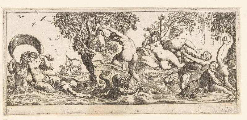 Nimfen belaagd door saters en tritons Wall Art by Unknown artist - High-Resolution Digital Print
