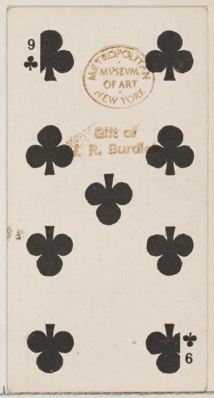 Nine Clubs (black), from the Playing Cards series (N84) for Duke brand cigarettes Wall Art by W. Duke, Sons & Co. - High-Resolution Digital Print