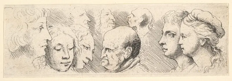 Nine Heads Wall Art by Wenceslaus Hollar - High-Resolution Digital Print