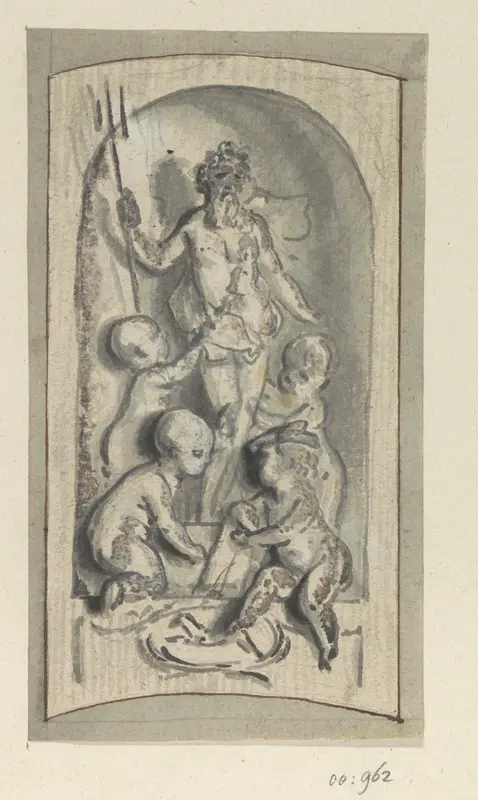 Nis met Neptunus en putti Wall Art by Jurriaan Andriessen - High-Resolution Digital Print