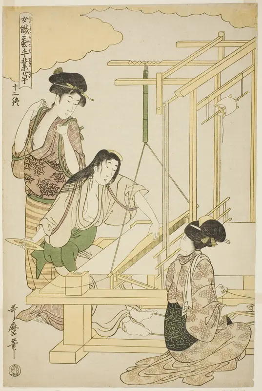 No. 12 (juni), from the series "Women Engaged in the Sericulture Industry (Joshoku kaiko tewaza-gusa)"