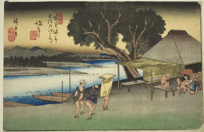 No. 24: Shionata, from the series "Sixty-nine Stations of the Kisokaido (Kisokaido rokujukyu tsugi no uchi)"