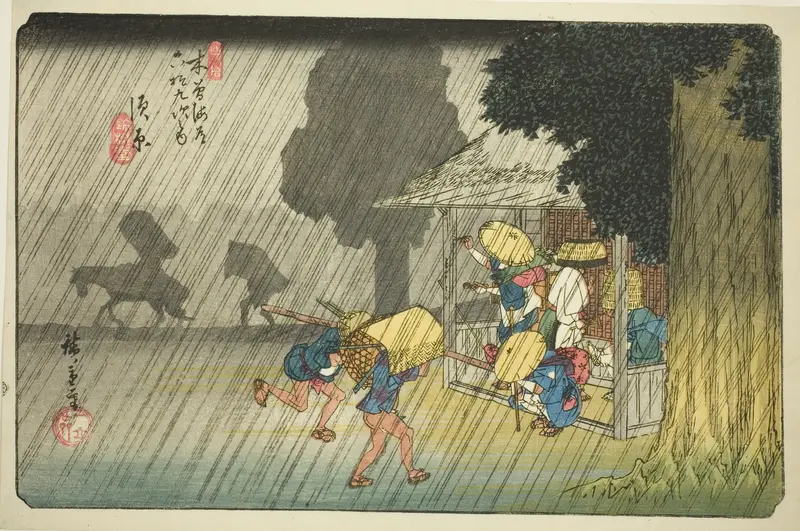 No. 40: Suhara, from the series "Sixty-nine Stations of the Kisokaido (Kisokaido rokujukyu tsugi no uchi)"