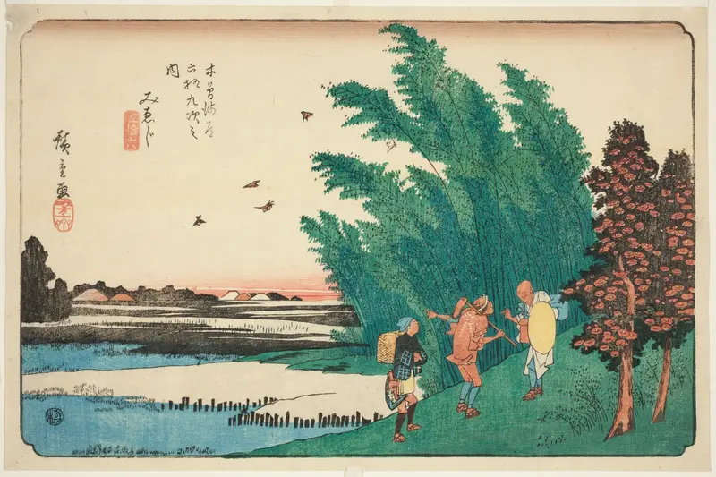 No. 56: Mieji, from the series "Sixty-nine Stations of the Kisokaido (Kisokaido rokujukyu tsugi no uchi)" Wall Art by Utagawa Hiroshige - High-Resolution Digital Print