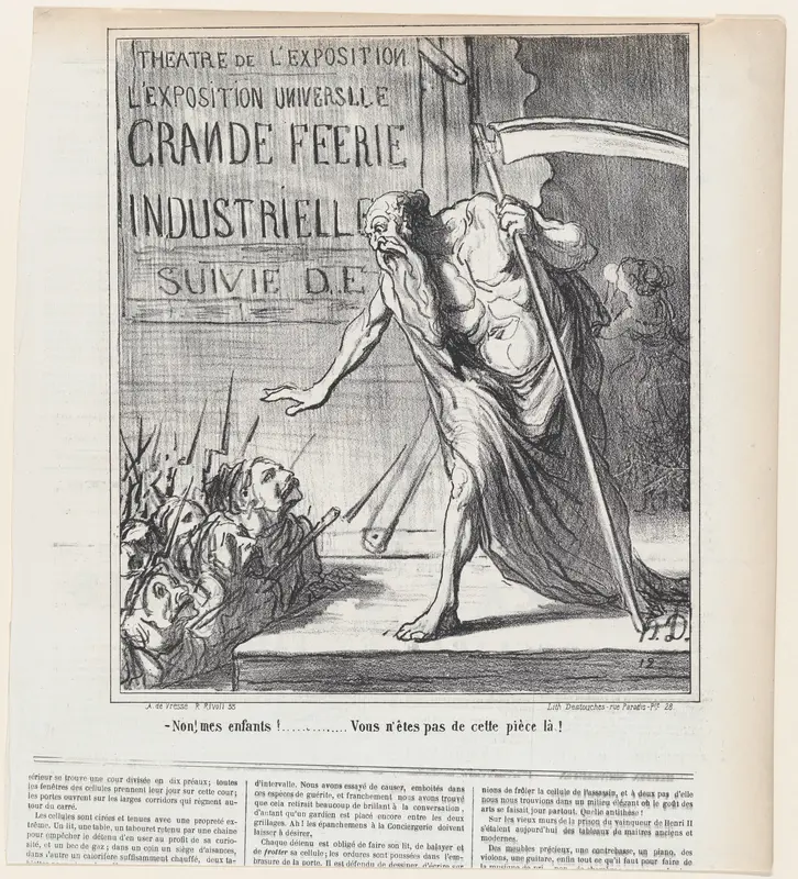 No my children... you are not part of this play here!, from "News of the day" Wall Art by Honoré Daumier - High-Resolution Digital Print
