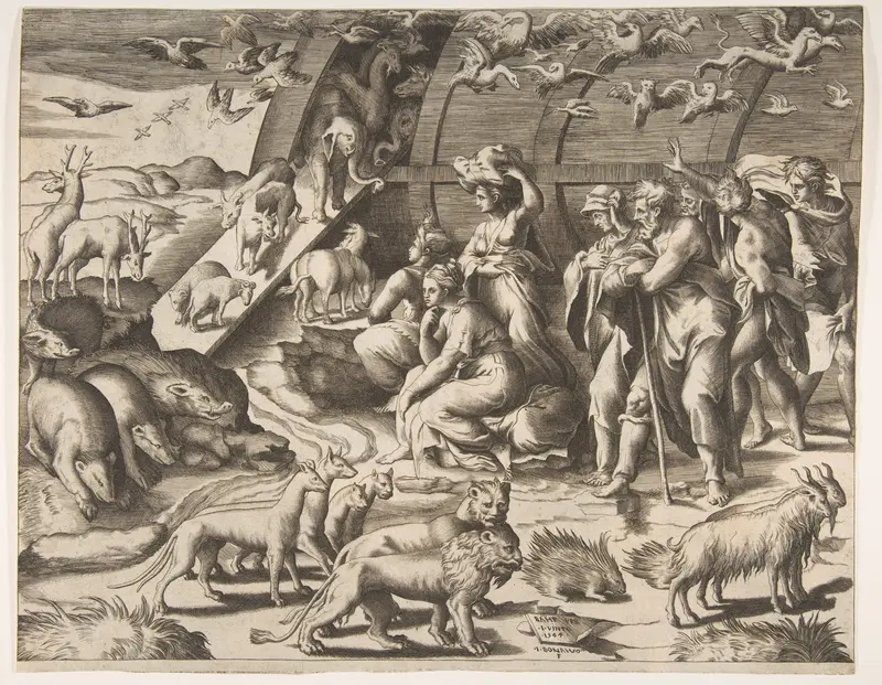 Noah leaving the Ark Wall Art by Giulio Bonasone - High-Resolution Digital Print