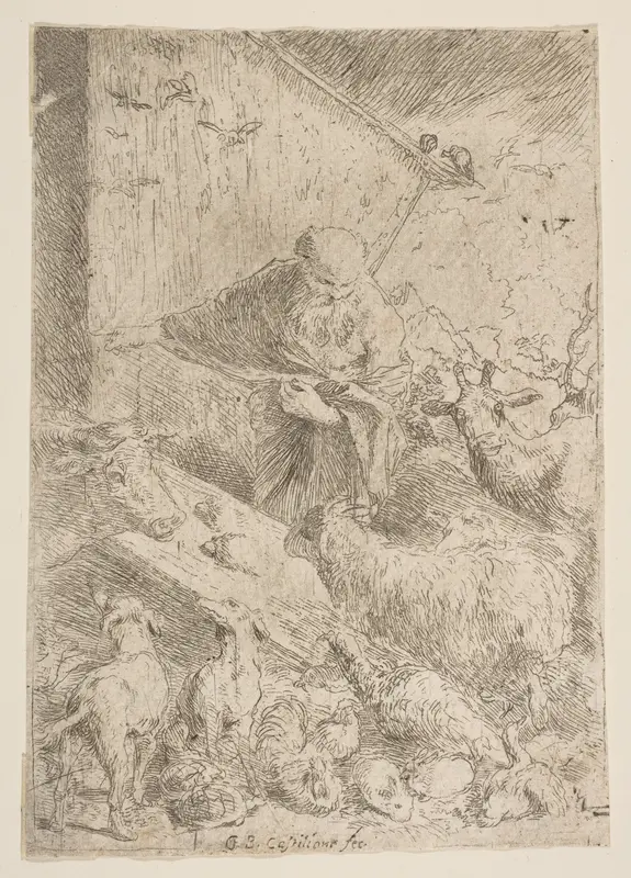 Noah letting the animals into the ark Wall Art by Giovanni Benedetto Castiglione (Il Grechetto) - High-Resolution Digital Print