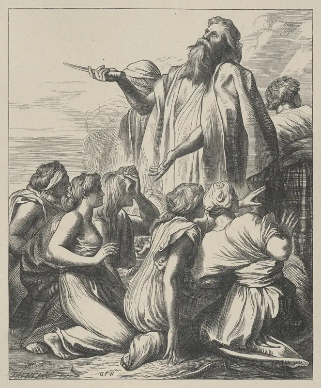 Noah's Sacrifice, from "Dalziels' Bible Gallery" Wall Art by George Frederic Watts - High-Resolution Digital Print