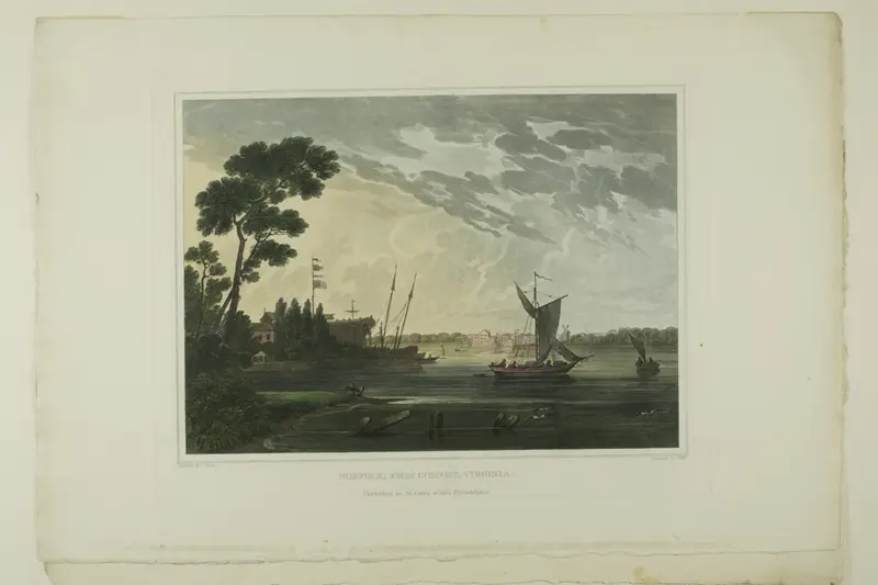 Norfolk; From Gosport, Virginia, plate five of the second number of Picturesque Views of American Scenery Wall Art by John Hill - High-Resolution Digital Print