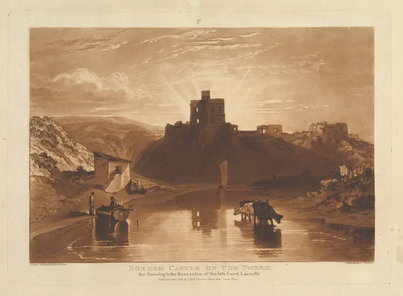 Norham Castle on the Tweed, part XII, plate 57 from "Liber Studiorum" Wall Art by Joseph Mallord William Turner - High-Resolution Digital Print