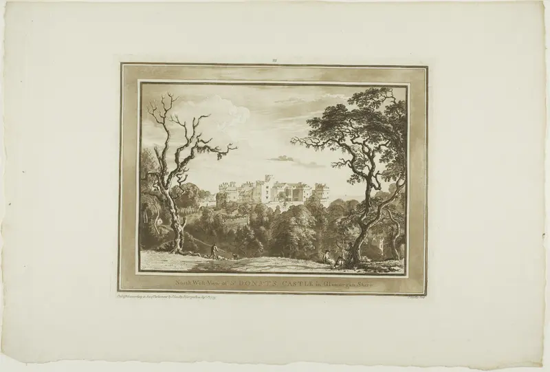 North West View of St Donat's Castle, plate four from Twelve Views in South Wales Wall Art by Paul Sandby - High-Resolution Digital Print