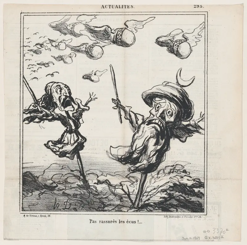 Not reassuring for the crowns!, from 'News of the day,' published in Le Charivari, January 11, 1869 Wall Art by Honoré Daumier - High-Resolution Digital Print