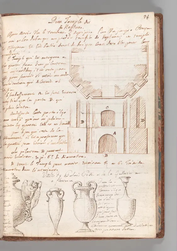 Notebook with Views of the Excavations at Herculaneum and of Other Italian Cities Wall Art by Jérôme Charles Bellicard - High-Resolution Digital Print