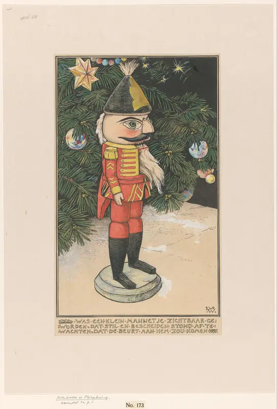 Notenkraker in een huzarenmantel bij een kerstboom Wall Art by Unknown - High-Resolution Digital Print