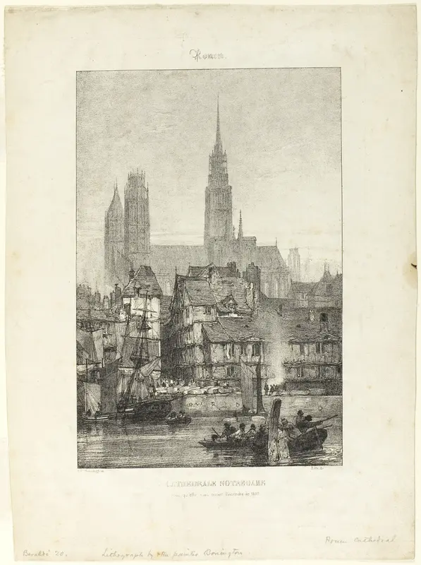 Notre Dame Cathedral in Rouen Wall Art by Richard Parkes Bonington - High-Resolution Digital Print