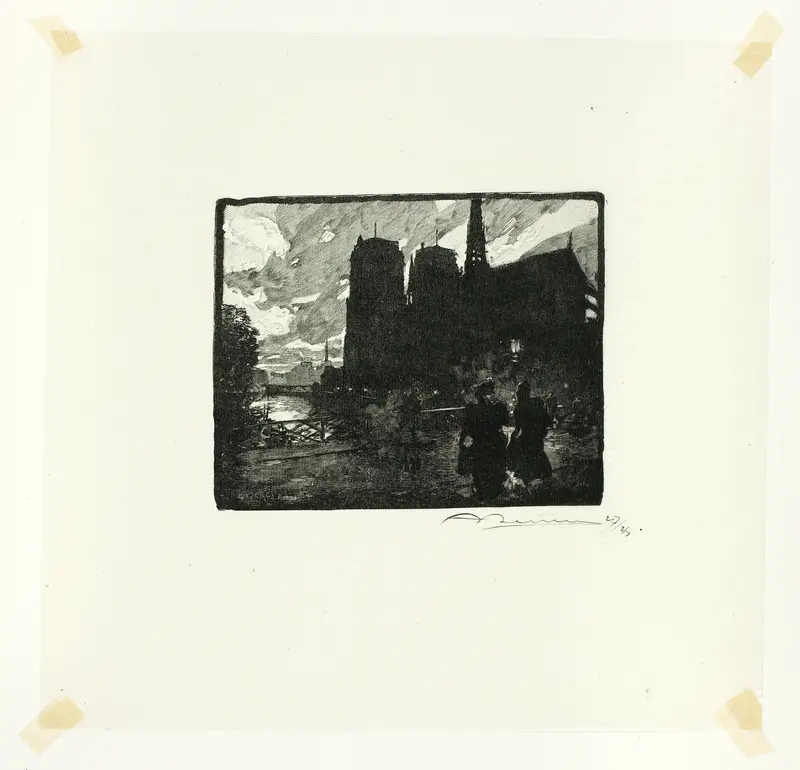Notre-Dame, Evening, plate eight from Le Long de la Seine et des Boulevards