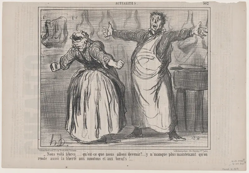 Nous voilà libres... qu'est-ce que nous allons devenir?, from "Actualités" Wall Art by Honoré Daumier - High-Resolution Digital Print
