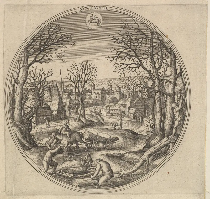 November, from "The Months" Wall Art by Adriaen Collaert - High-Resolution Digital Print