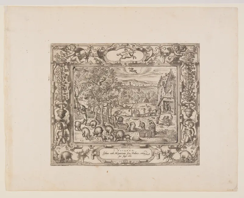 November, from The Twelve Months Wall Art by Pieter van der Borcht - High-Resolution Digital Print