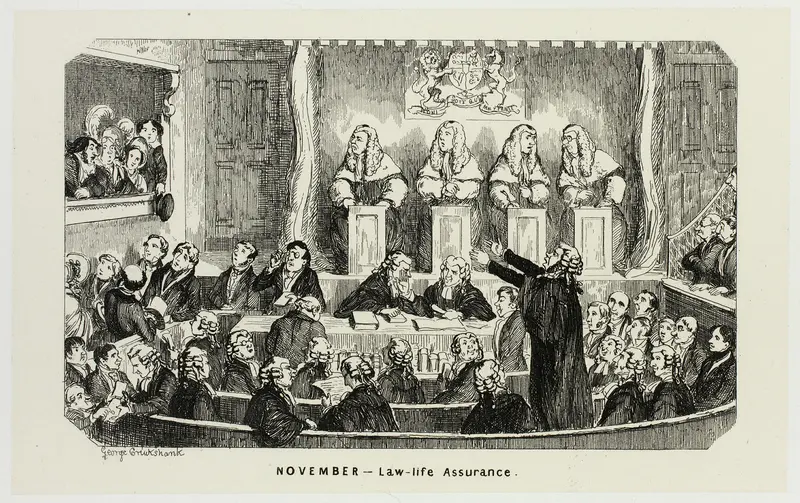 November - Law-Life Assurance from George Cruikshank's Steel Etchings to The Comic Almanacks: 1835-1853 Wall Art by George Cruikshank - High-Resolution Digital Print