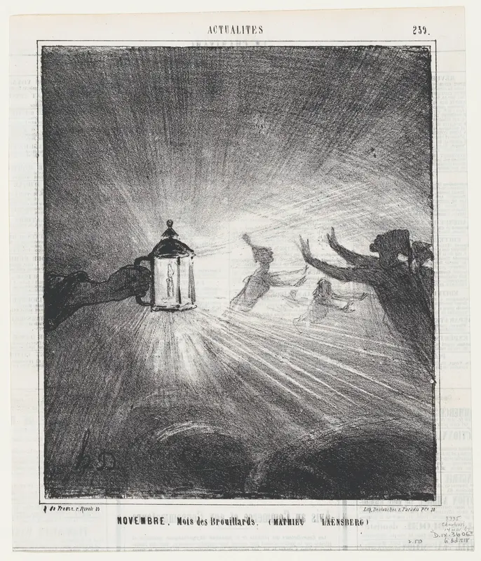 November, month of fog (Matthieu de Laensberg), from 'News of the day,' published in Le Charivari, November 14, 1867 Wall Art by Honoré Daumier - High-Resolution Digital Print