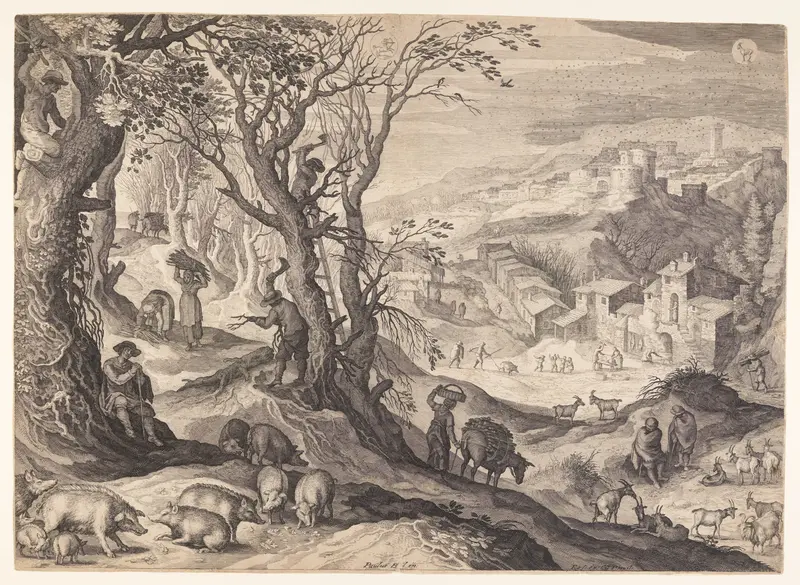November/December, from The Twelve Months Wall Art by Aegidius Sadeler, II - High-Resolution Digital Print