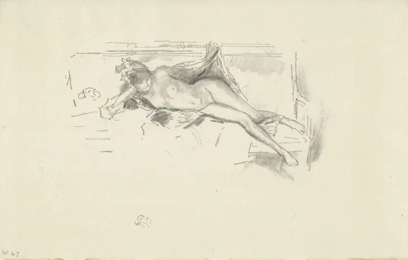 Nude Model Reclining Wall Art by Thomas Robert Way - High-Resolution Digital Print