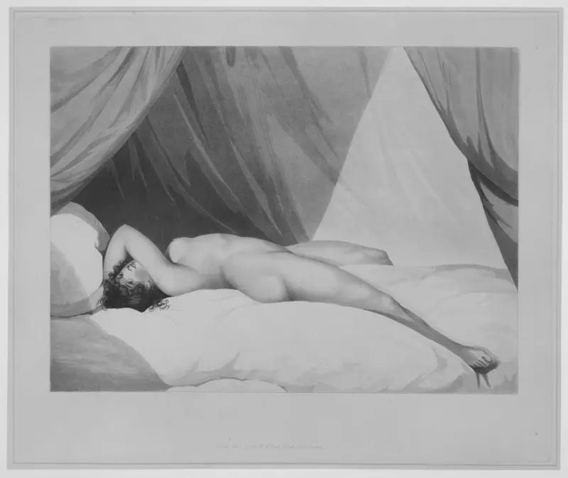 Nude Reclining on Curtained Bed [Emma Hamilton (?)] Wall Art by Adam Buck - High-Resolution Digital Print