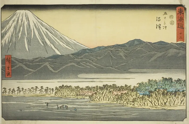 Numazu—No. 13, from the series "Fifty-three Stations of the Tokaido (Tokaido gojusan tsugi)," also known as the Reisho Tokaido