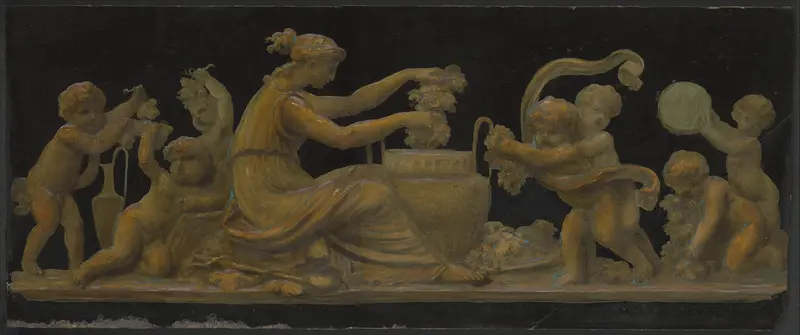 Nymph and Putti; Nymph with a Wreath and Putti with Garlands of Flowers Wall Art by Piat Joseph Sauvage - High-Resolution Digital Print