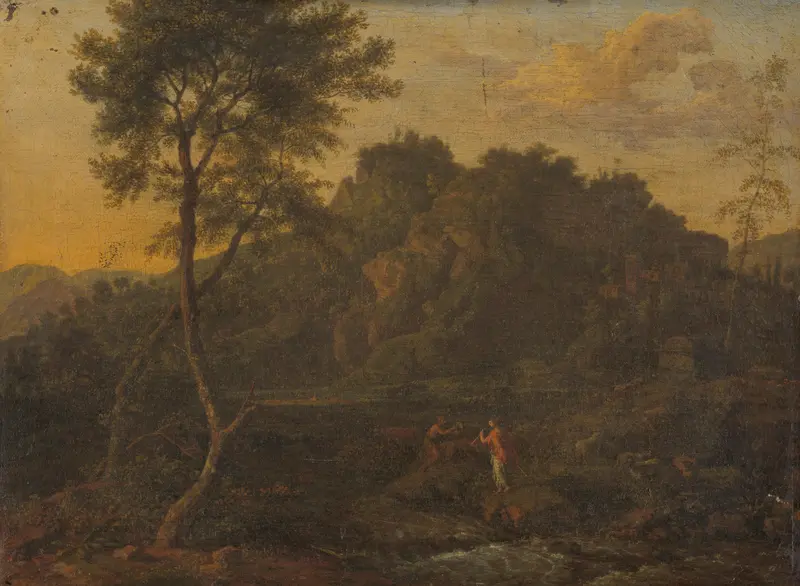Nymph and Shepherd Making Music in a Landscape Wall Art by Unknown - High-Resolution Digital Print
