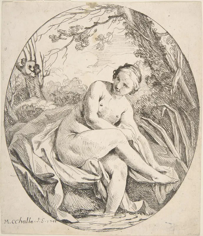 Nymph at a Bath Wall Art by Charles Michel Ange Challe - High-Resolution Digital Print