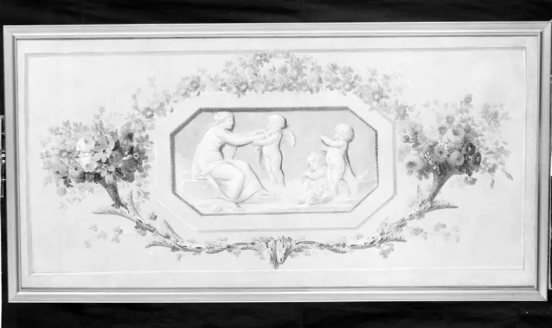 Nymphs and cupids in an octagonal medallion