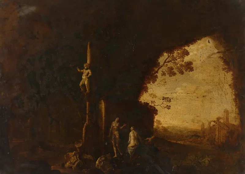 Nymphs in a Cave with Antique Ruins Wall Art by Unknown - High-Resolution Digital Print