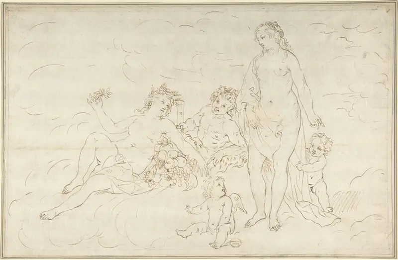 Nymphs, Satyr? and Putti Wall Art by Anonymous, Italian, Roman-Bolognese, 17th century - High-Resolution Digital Print