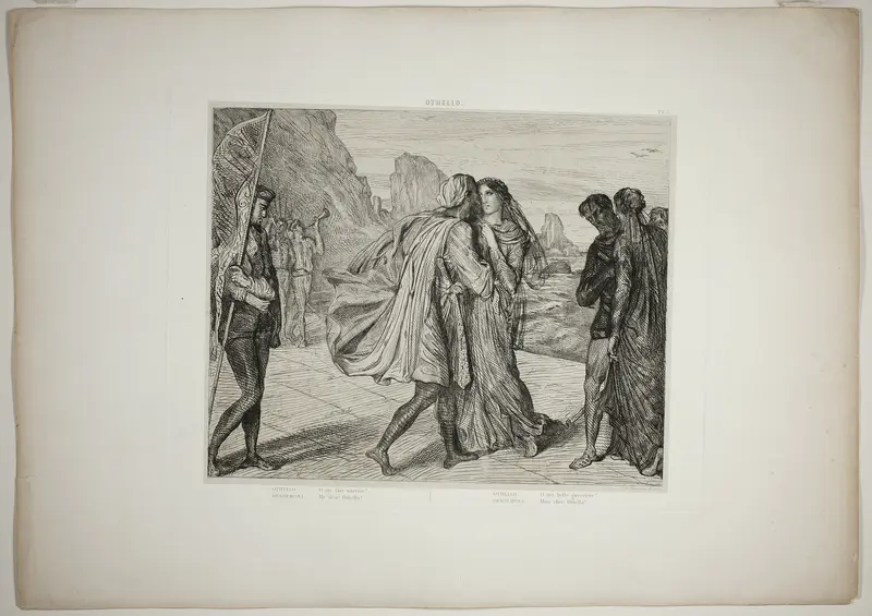 O My Fair Warrior!, plate five from Othello Wall Art by Théodore Chassériau - High-Resolution Digital Print